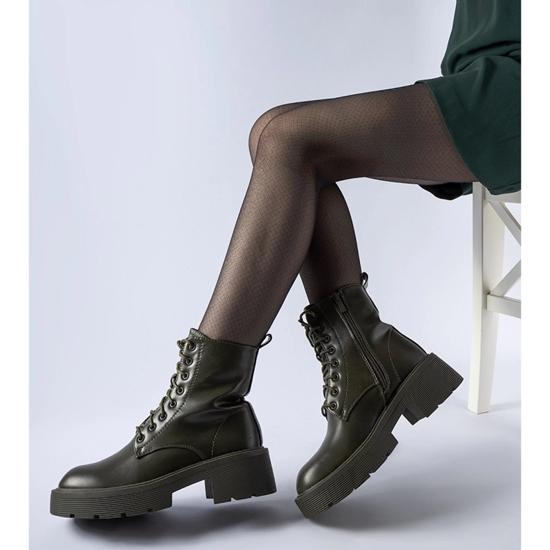 Green insulated ankle boots with thick sole by Cirillo 1