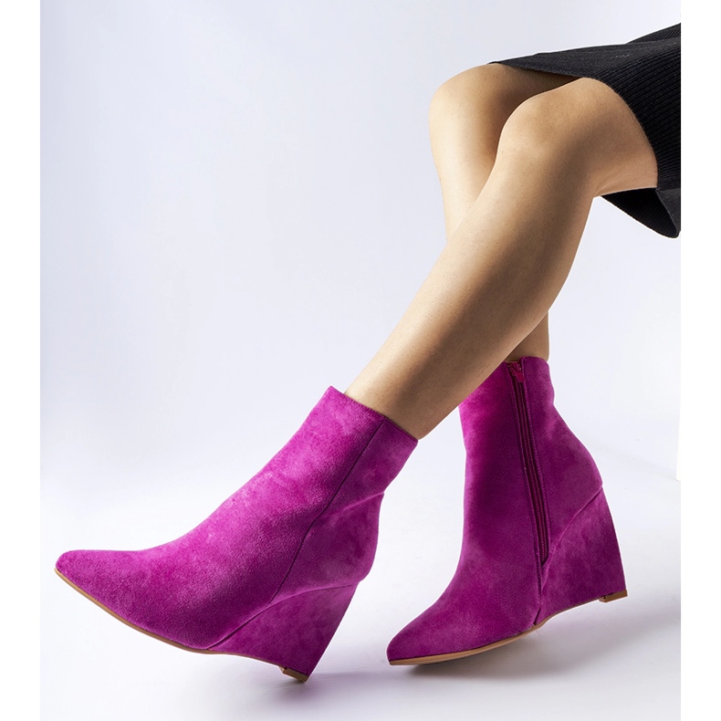 Pink pointed wedge boots from Aprutino 1