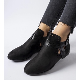 Black openwork, low-cut ankle boots from Lungodora 1