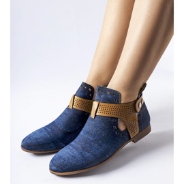 Highly cut openwork denim ankle boots from Lungodora blue 1