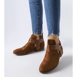 Caramel, openwork, low-cut ankle boots from Lungodora brown 1