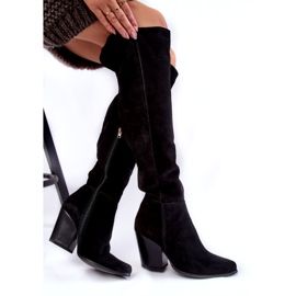 Lewski Shoes Women's Suede Thigh High Boots Lewski 2833 Black 2