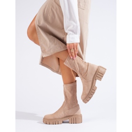 Shelovet beige high suede women's ankle boots 1 Shelovet beige high suede women's ankle boots 1