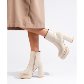 Shelovet cream high-heeled ankle boots beige 1