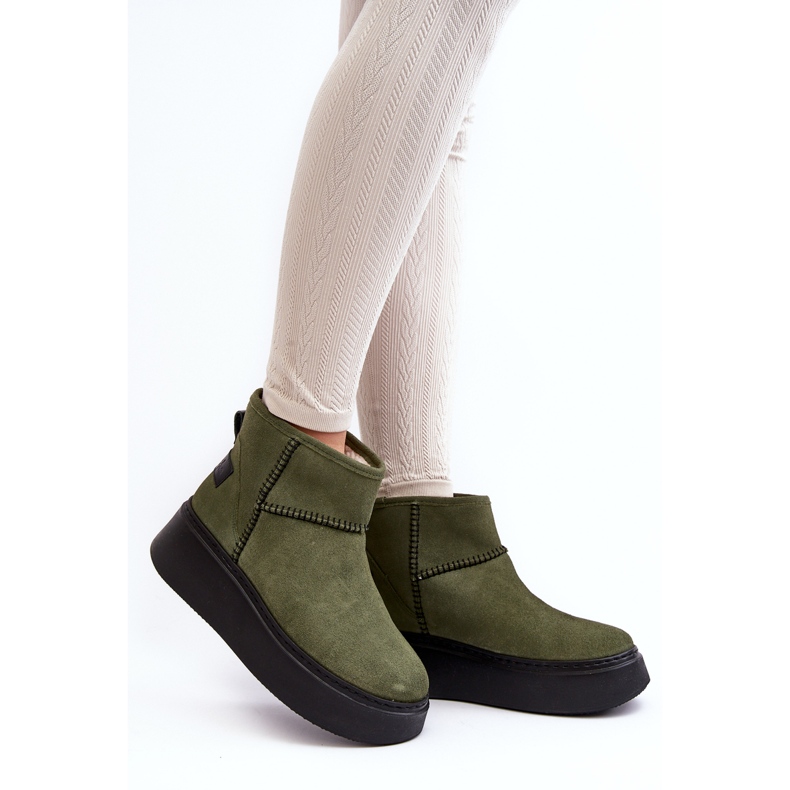 Women's Suede Snow Boots Maciejka 06257-24 Olive green 2