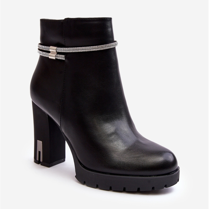 Women's Ankle Boots With Decoration, Black Carolla 1