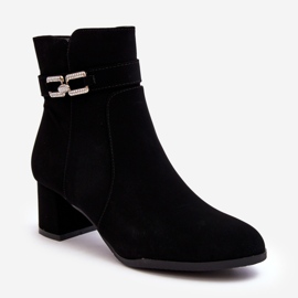 Women's Low Heel Ankle Boots With Decoration Black Numissa 1