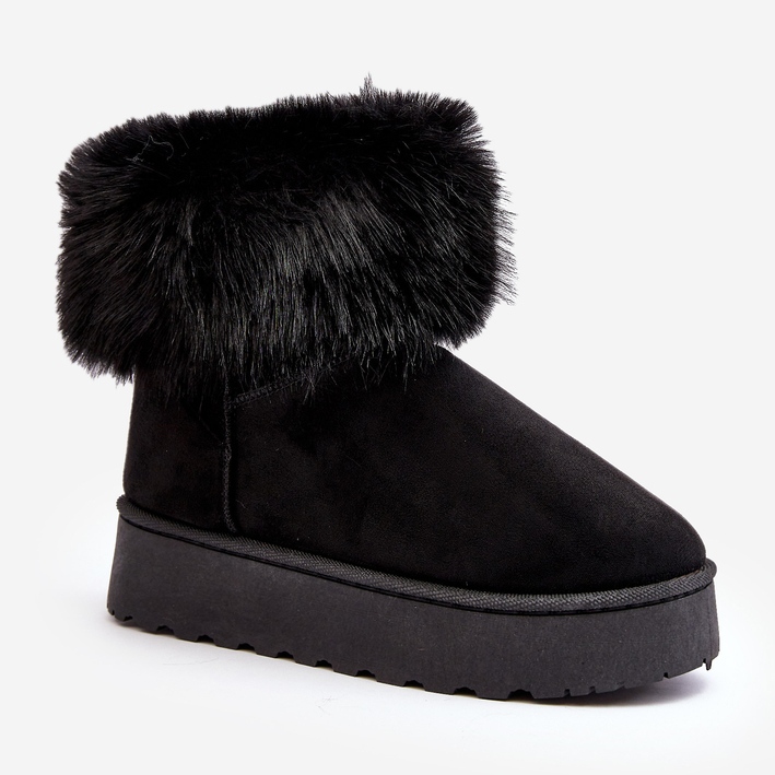 Women's Platform Snow Boots With Fur Black Mancy 1