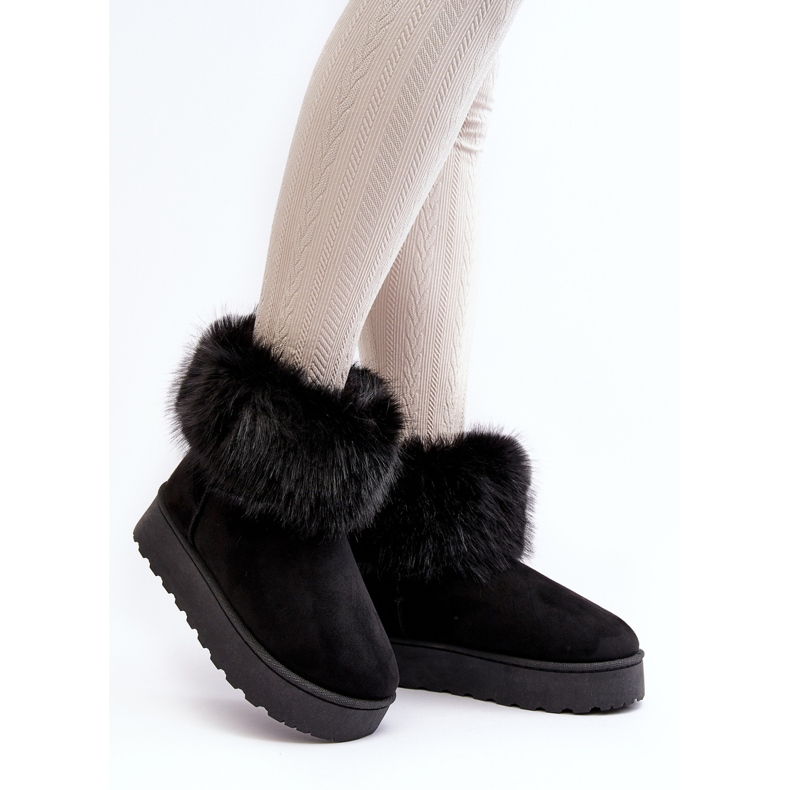 Women's Platform Snow Boots With Fur Black Mancy 2