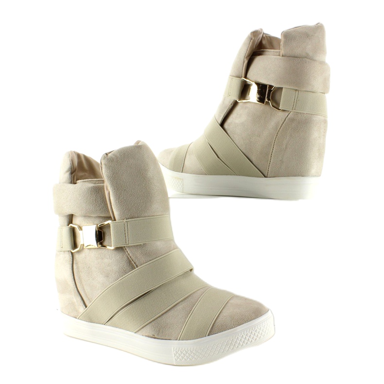 Sneakers with rubber stripes F-215 Beige 1
