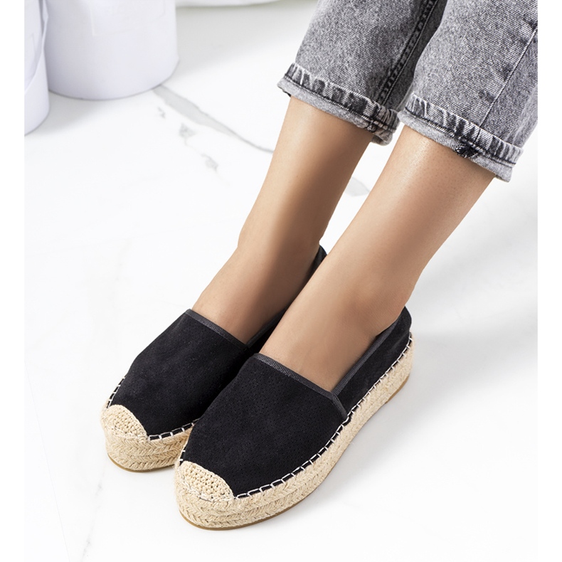Black Capelle openwork espadrilles 1