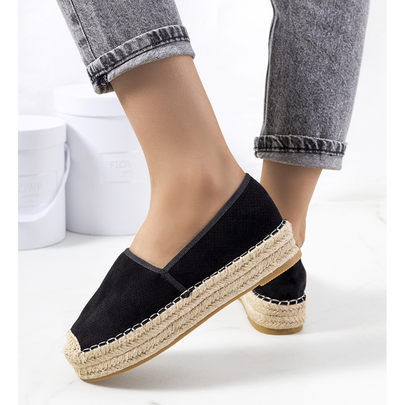 Black Capelle openwork espadrilles 2