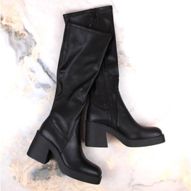 Black Filippo DKZ4999 insulated women's high-heeled and platform boots 1