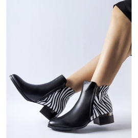 Black insulated ankle boots with a zebra pattern, Olindo 1