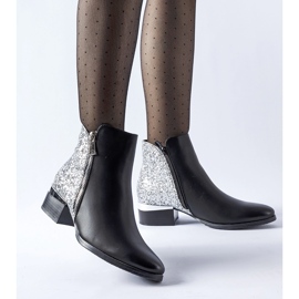 Black ankle boots with a shiny back Olindo 1
