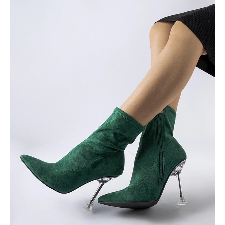 Green ankle boots with a decorative heel from Ferguson 1 Green ankle boots with a decorative heel from Ferguson 1