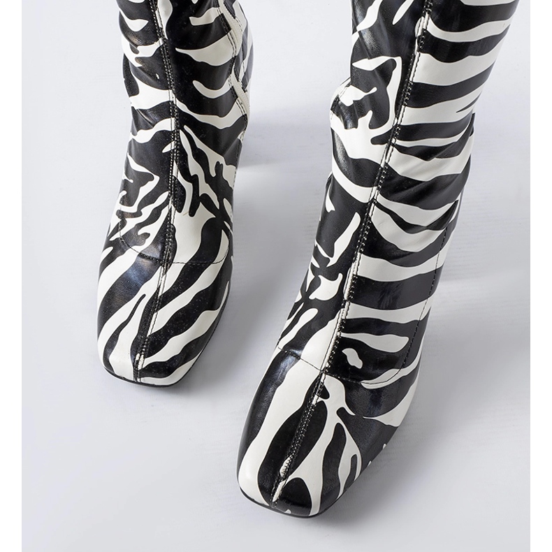 Upland imitation zebra ankle boots black 2
