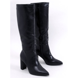 Iriss Black grain-heel boots 1