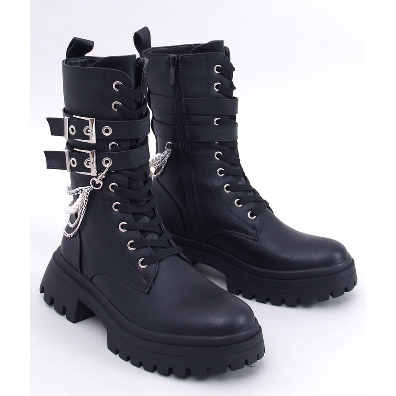 Glance Black bovver boots with chains 1