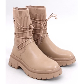 Willet Khaki sock ankle boots beige 1