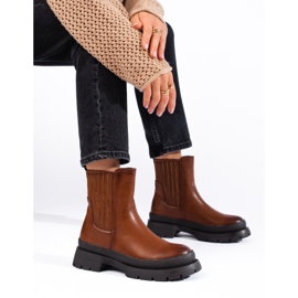 SHELOVET Brown Chelsea boots with a thick sole 1 SHELOVET Brown Chelsea boots with a thick sole 1