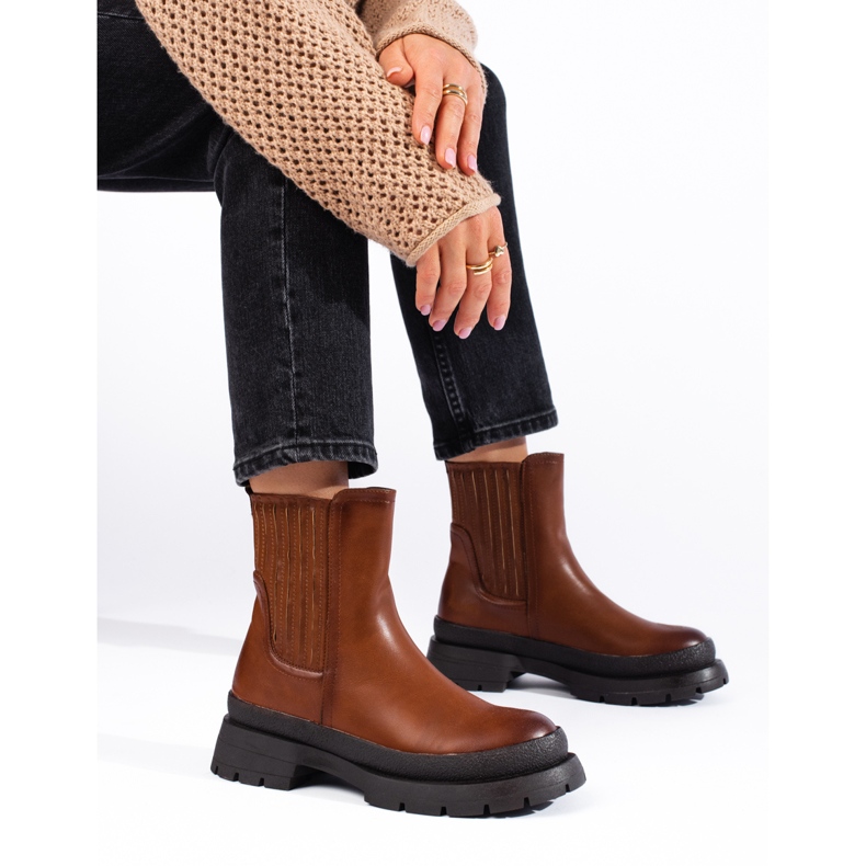 SHELOVET Brown Chelsea boots with a thick sole 1 SHELOVET Brown Chelsea boots with a thick sole 1