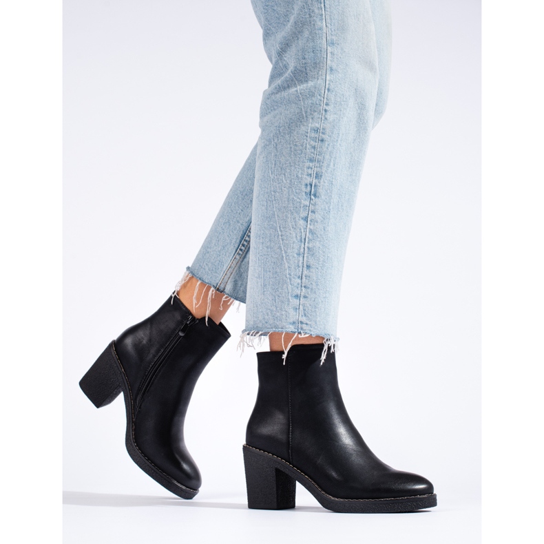 SHELOVET Classic black high-heeled ankle boots 1