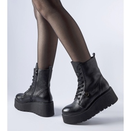 Black leather ankle boots on the Karino platform 1