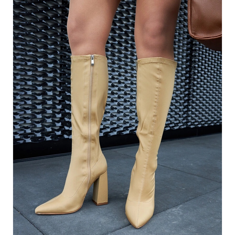 Beige high heel boots by Kemp 1