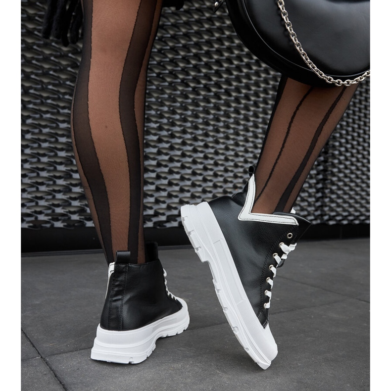 Black high platform sneakers by Jose 1