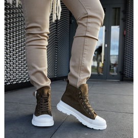 Green high platform sneakers by Jose 1