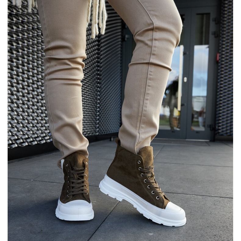 Green high platform sneakers by Jose 1