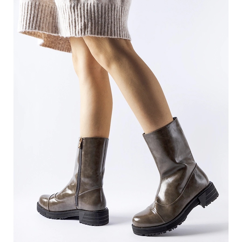 Dark gray insulated boots by Monsanpolo grey 1