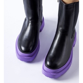 Black ankle boots with a purple Garden sole 1