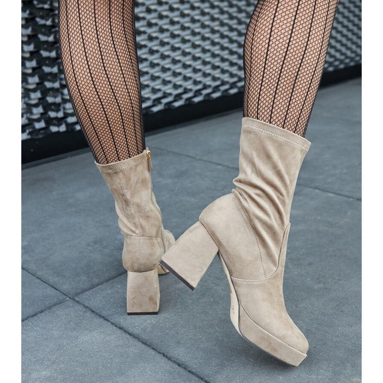 Beige high-heeled Haven ankle boots 1