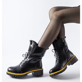 Black worker boots with yellow Elisabetta decoration 1