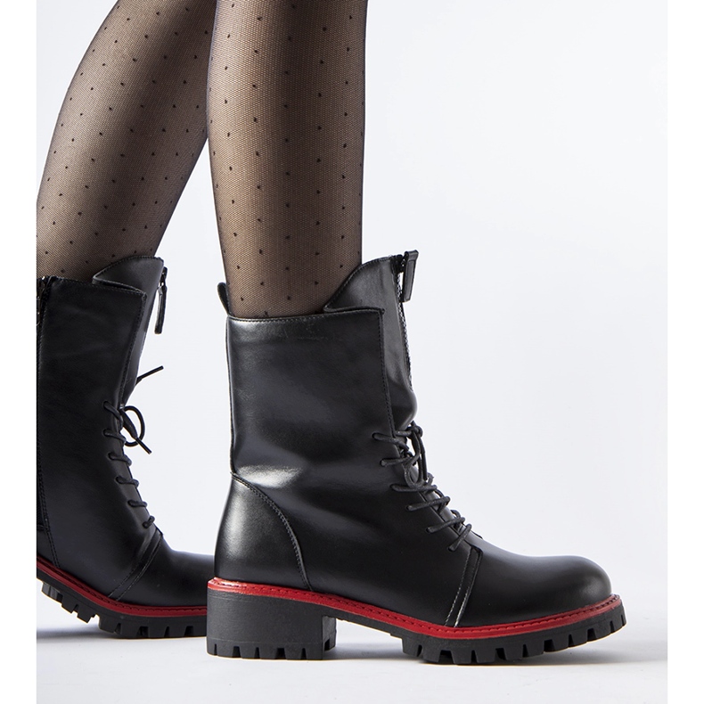 Black bovver boots with red Elisabetta decoration 1