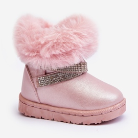 Pink Hollee Children's Snow Boots With Cubic Zirconias 1