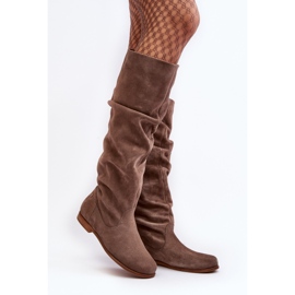 Women's Suede Knee-high Boots Maciejka 05790-04 Beige 2