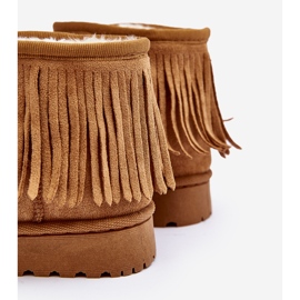 Insulated children's snow boots with decorative fringes Camel Nimia brown 1