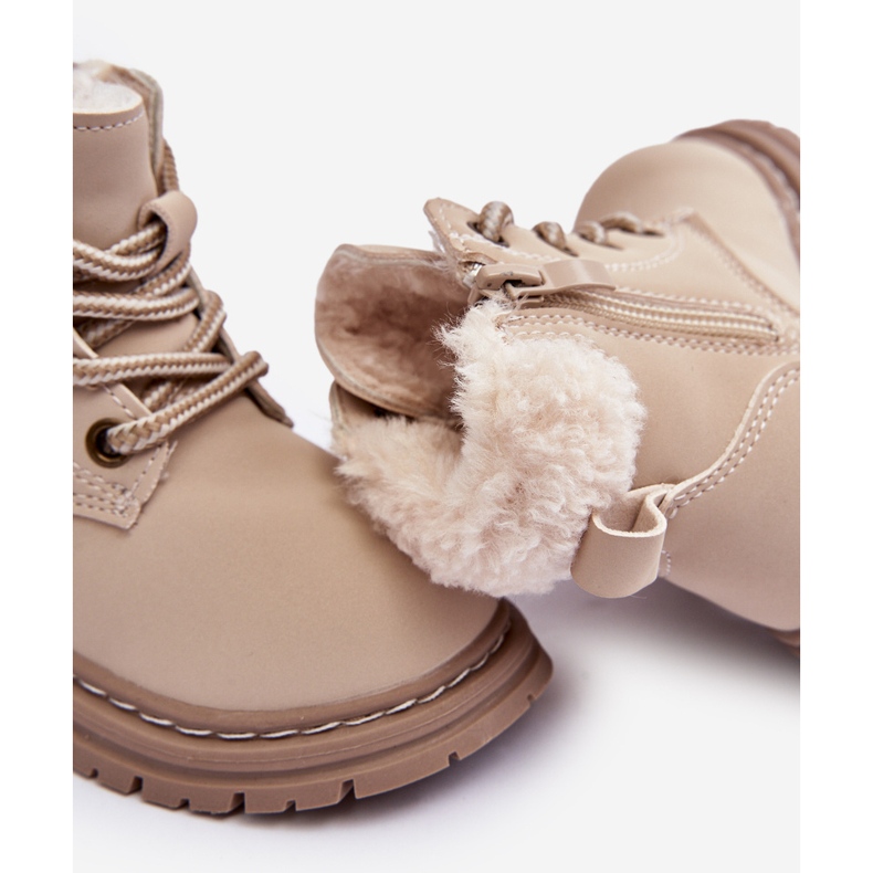Children's Trapper Boots with Zipper and Sheepskin Beige Marialee 1