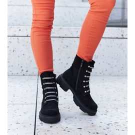 Black ankle boots with rhinestones, eco-suede Sfaranda 1 Black ankle boots with rhinestones, eco-suede Sfaranda 1