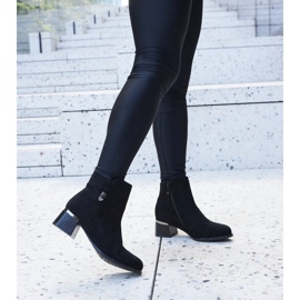 Black elegant ankle boots with Bocconi rhinestones 1