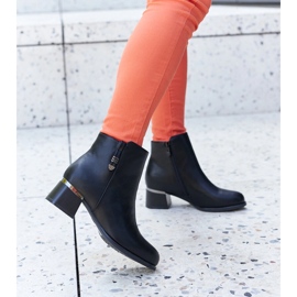 Black elegant ankle boots with Bocconi rhinestones 1
