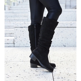 Black wrinkled Angelico eco-suede boots 1