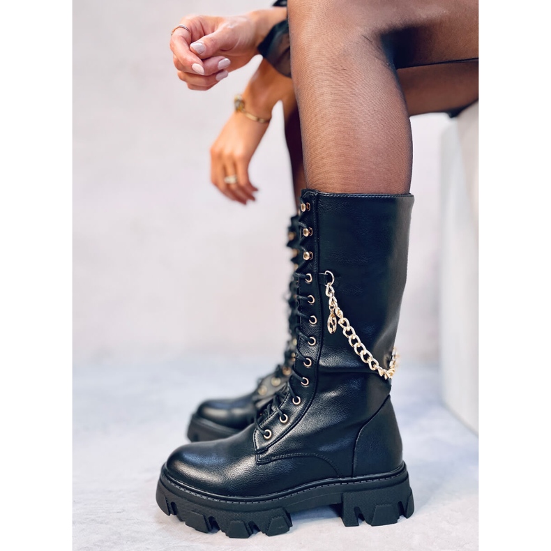 Women's riding boots with a chain Totah Black 1