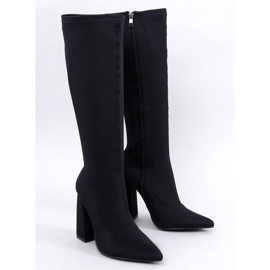 Rosaly Black elastic high-heeled boots 1