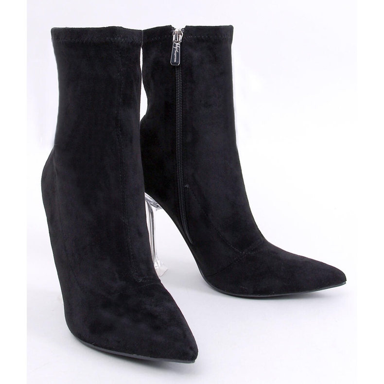 Merrisa Black transparent high heel ankle boots 1