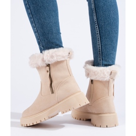 W. Potocki Beige suede ankle boots with fur from Potocki 2