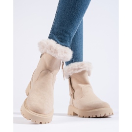 W. Potocki Beige suede ankle boots with fur from Potocki 1